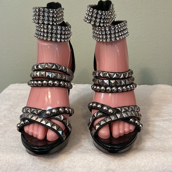 Jeffrey Campbell Ibiza Black Leather With Rhinestones And Studs Size 7 - Picture 2 of 12